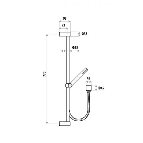 Linkware - Elle  Stainless Steel Pencil Rail Shower with Elbow