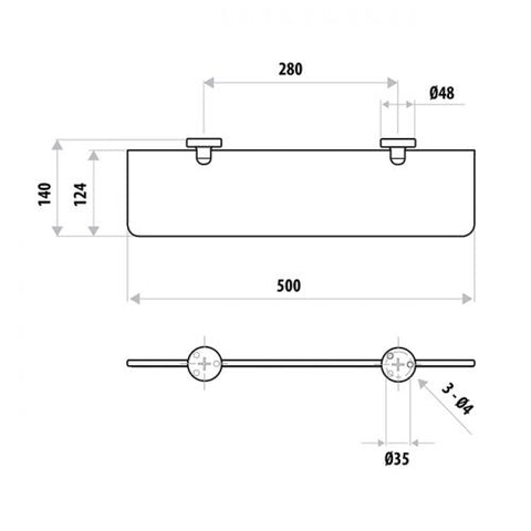 Linkware - Elle Stainless Steel Glass Shelf 2 Finishes