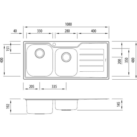 flinders-1-3-4-bowl-sink-with-drainer-au