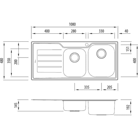flinders-1-3-4-bowl-sink-with-drainer-au