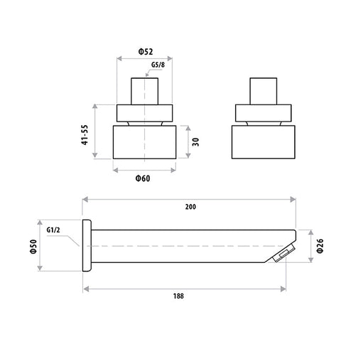 Linkware P6153CP/P6152-1CP - Loui Bath Set - 2 Magpies - Kitchen and Bathroom Sink and Tap Suppliers