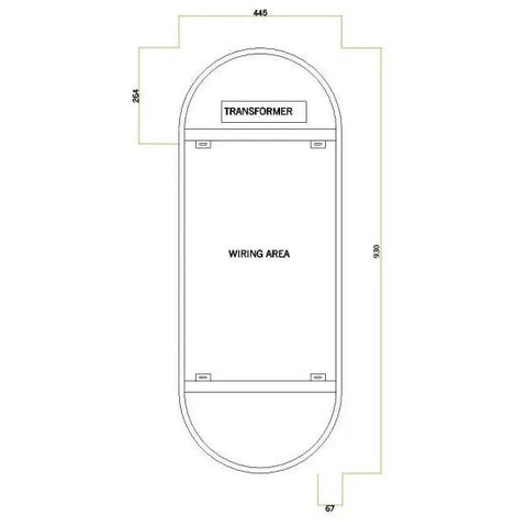 Ablaze Oval Backlit Mirror by Thermogroup - Warm Light - dimension